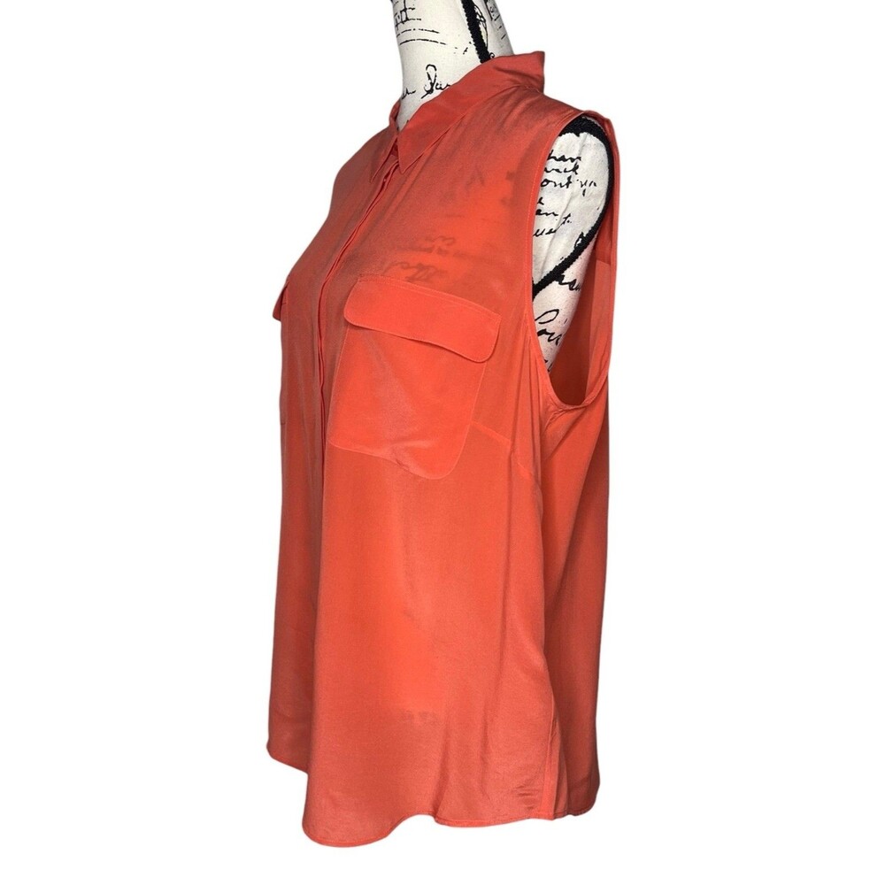 NEW Boden Silk Button Up Sleeveless Shell Blouse Womens Plus 18 Coral Semi Sheer - Picture 4 of 6